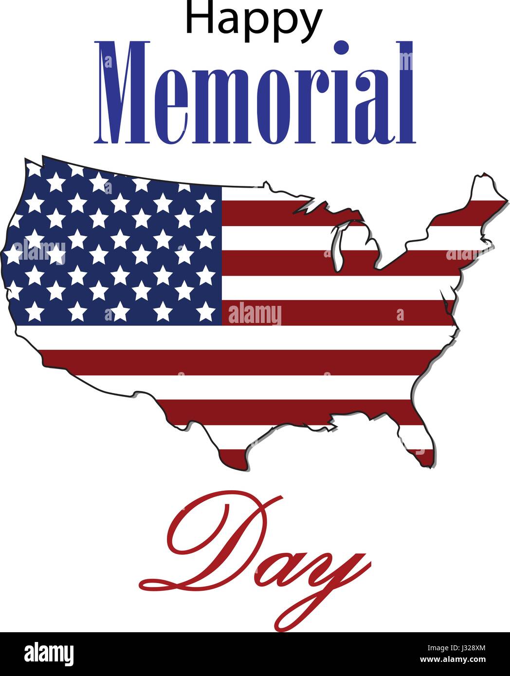 Vektor glücklich Memorial Day Karte. Amerikanischen Nationalfeiertag Illustration mit USA-Flagge. Festliche Poster oder Banner mit Hand-Schriftzug. Stock Vektor