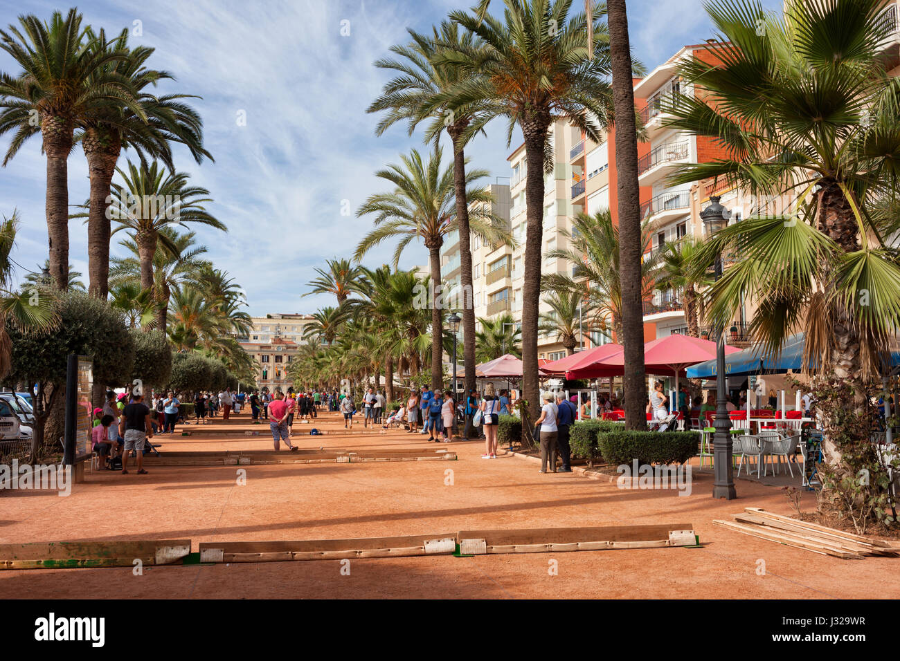 Passeig de Jacint Verdaguer Boulevard in Lloret de Mar Stadt in Katalonien, Spanien Stockfoto