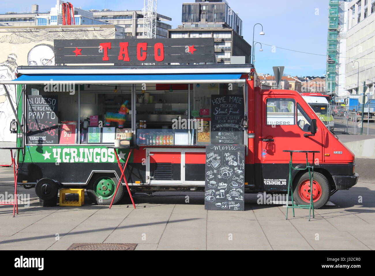 Taco Essen Lkw in Oslo Stockfoto