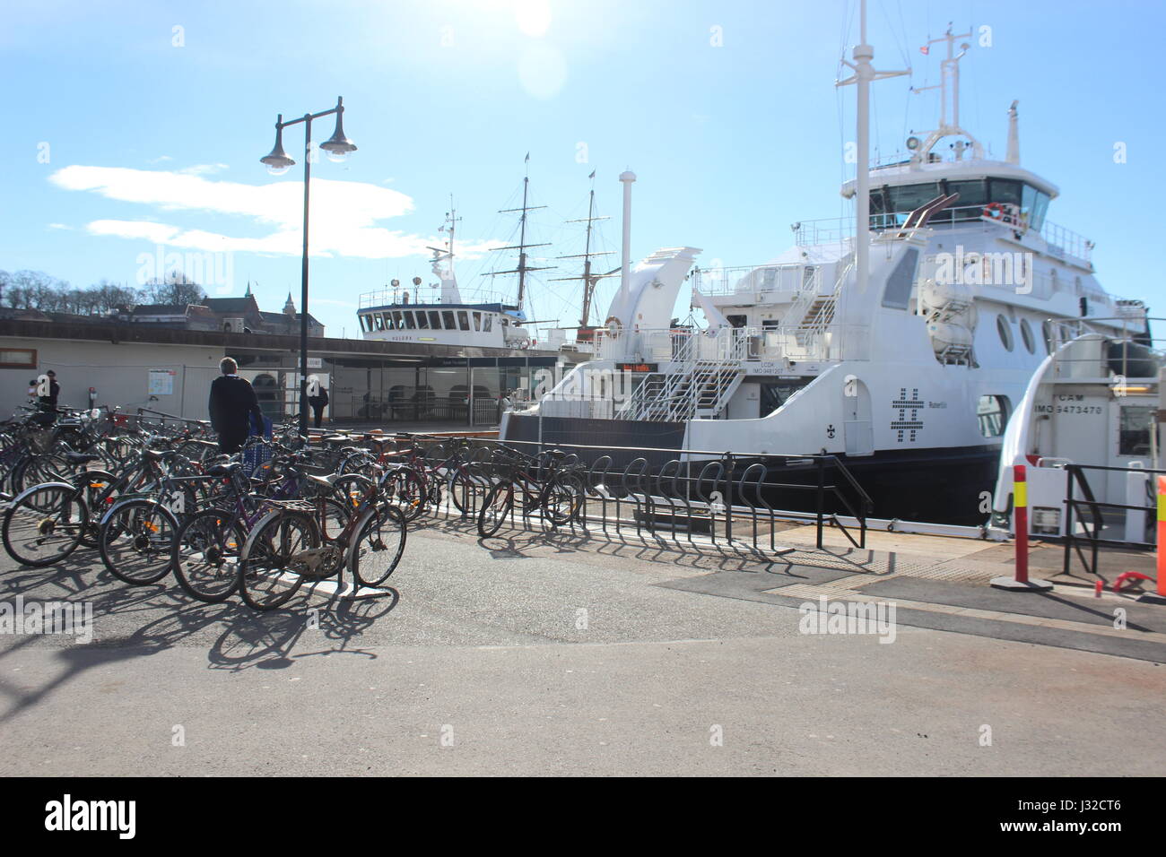 Frühlingstag auf Aker Brygge in Oslo, Norwegen Stockfoto