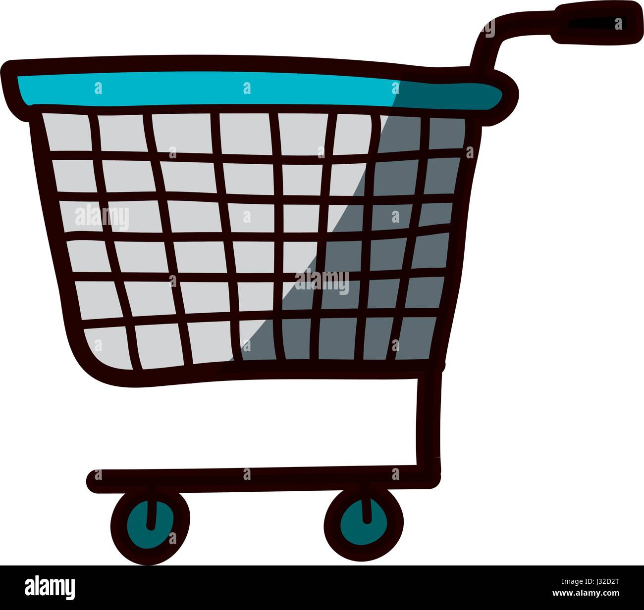 helle Hand gezeichnete Silhouette der Supermarkt Einkaufswagen mit  Halbschatten Stock-Vektorgrafik - Alamy