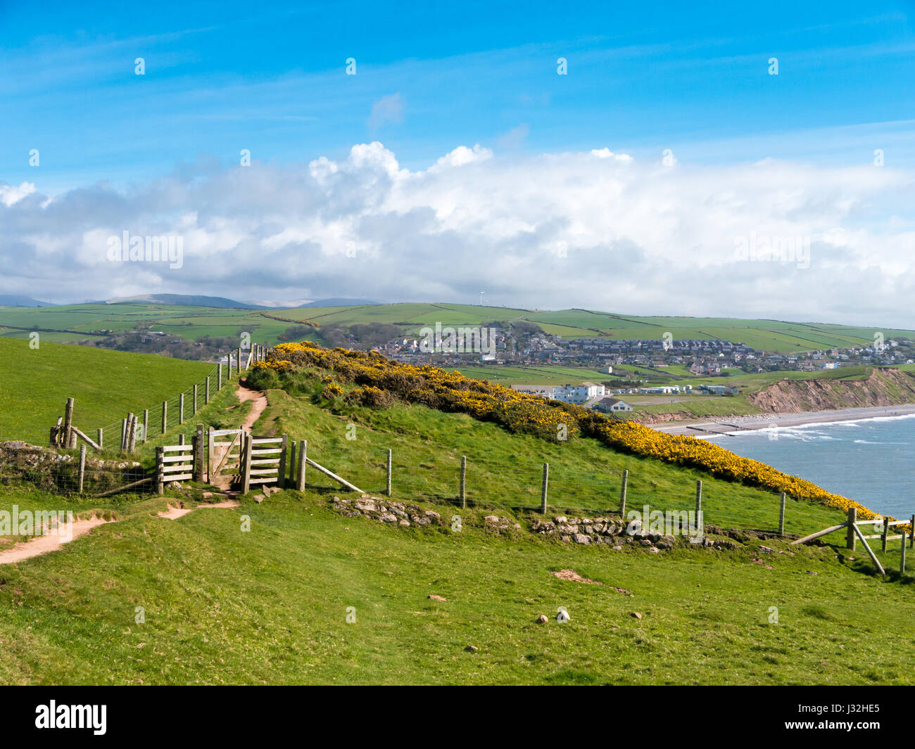 Beginn der Wainwrights Kosten zur Küste Fuß über St. Bees Head, Cumbria, England Stockfoto