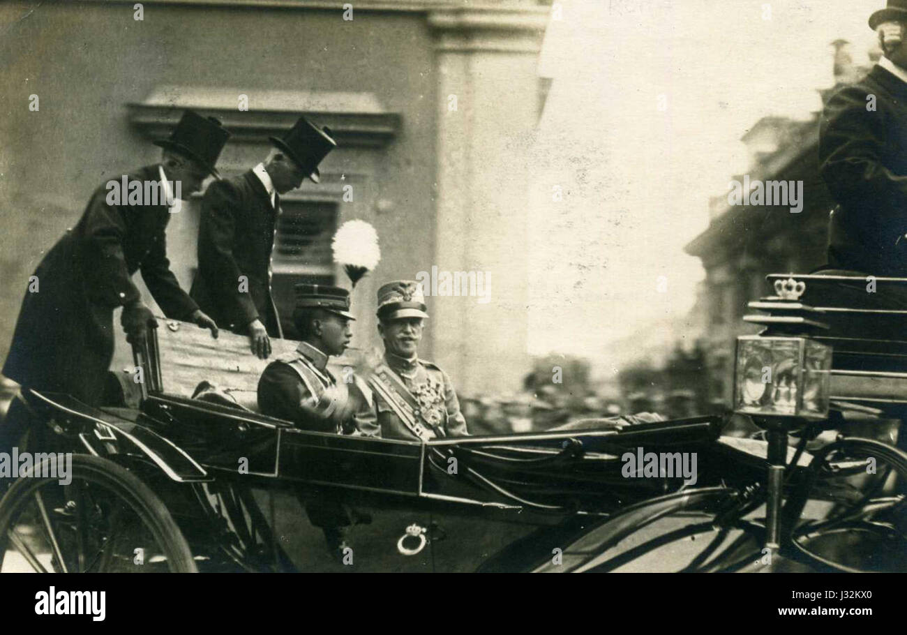 König Victor Emmanuel III. und Kaiser Hirohito Stockfoto