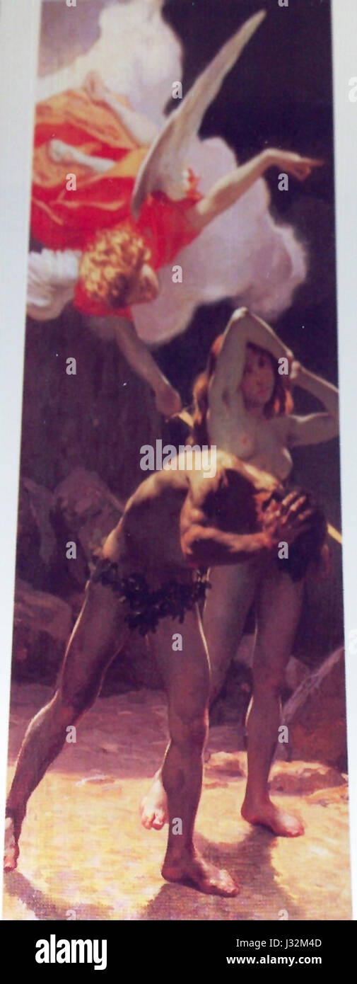 „Cacciata dal Paradiso Terrestre“ von Cesare Viazzi, übersetzt als „aus dem irdischen Paradies vertrieben“, stellt wahrscheinlich eine thematische oder religiöse Interpretation in der Kunst dar. Stockfoto „Cacciata dal Paradiso Terrestre“ von Cesare Viazzi, übersetzt als „aus dem irdischen Paradies vertrieben“, stellt wahrscheinlich eine thematische oder religiöse Interpretation in der Kunst dar. Stockfoto