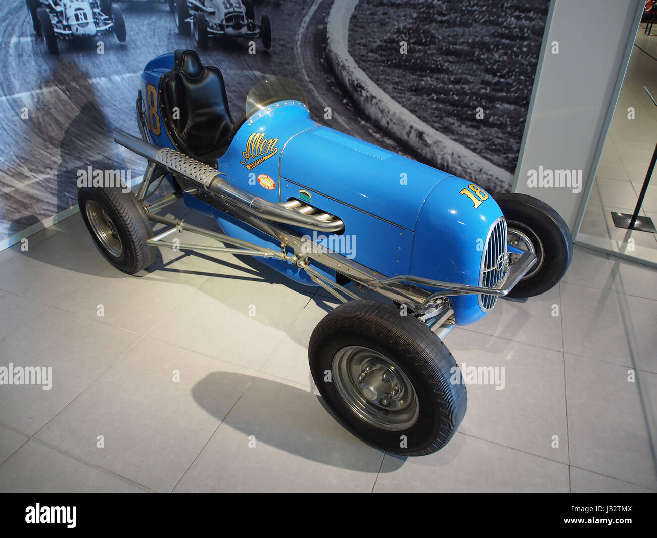 Der 1938 Allen Special, ein Rennwagen mit einem Offenhauser 1800-ccm-Motor mit 170 PS, ist ein Paradebeispiel für die Ingenieurskunst des frühen 20. Jahrhunderts im Motorsport. Stockfoto