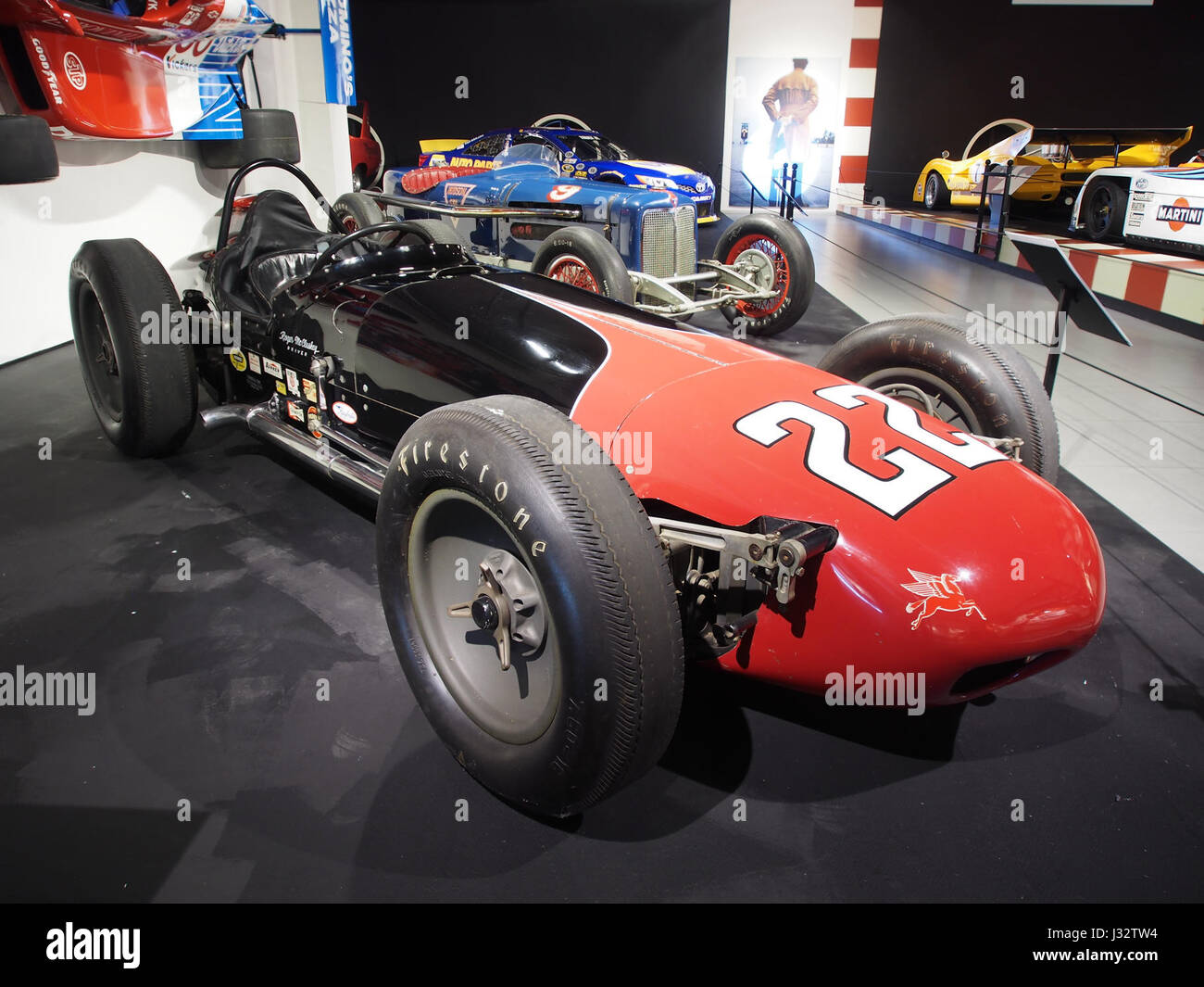 Der 1961 Watson Indianapolis ist ein Rennwagen mit einem 4,1-Liter-Vierzylindermotor und einer Leistung von 450 PS. Er wurde für hohe Geschwindigkeiten mit Geschwindigkeiten von bis zu 275 km/h entwickelt Stockfoto