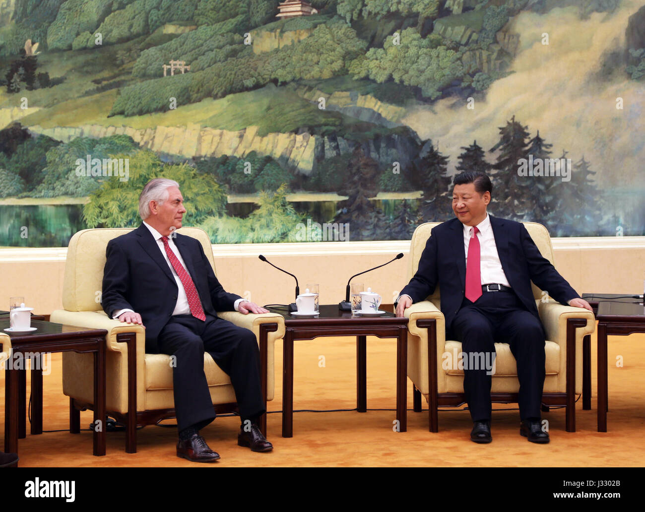 US Secretary Of State Rex Tillerson trifft sich mit Chinas Präsident Xi Jinping in Peking, China, am 19. März 2017. Stockfoto