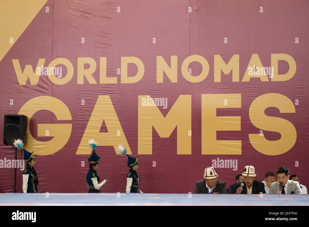 Ringkampf auf der Welt Nomad Spiele 2016 in Cholpon Ata, Kirgisistan Stockfoto
