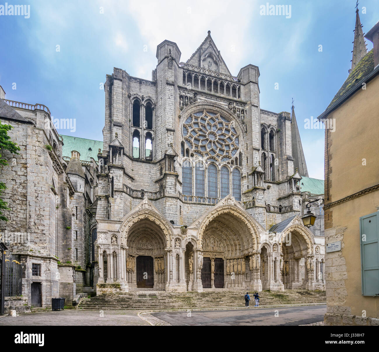 Centre-Val de Loire, Chartres, Cathédrale Notre-Dame de Chartres, nördlichen Fassade der Kathedrale von Chartres, Frankreich Stockfoto