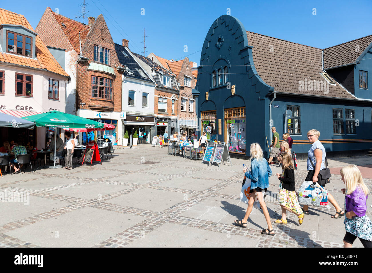 Die Innenstadt von Nykobing Falster, Falster, Dänemark Stockfotografie