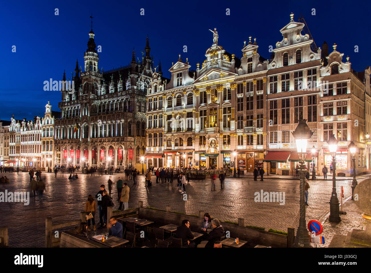 Nachtansicht des Grand Place, Brüssel, Belgien Stockfoto