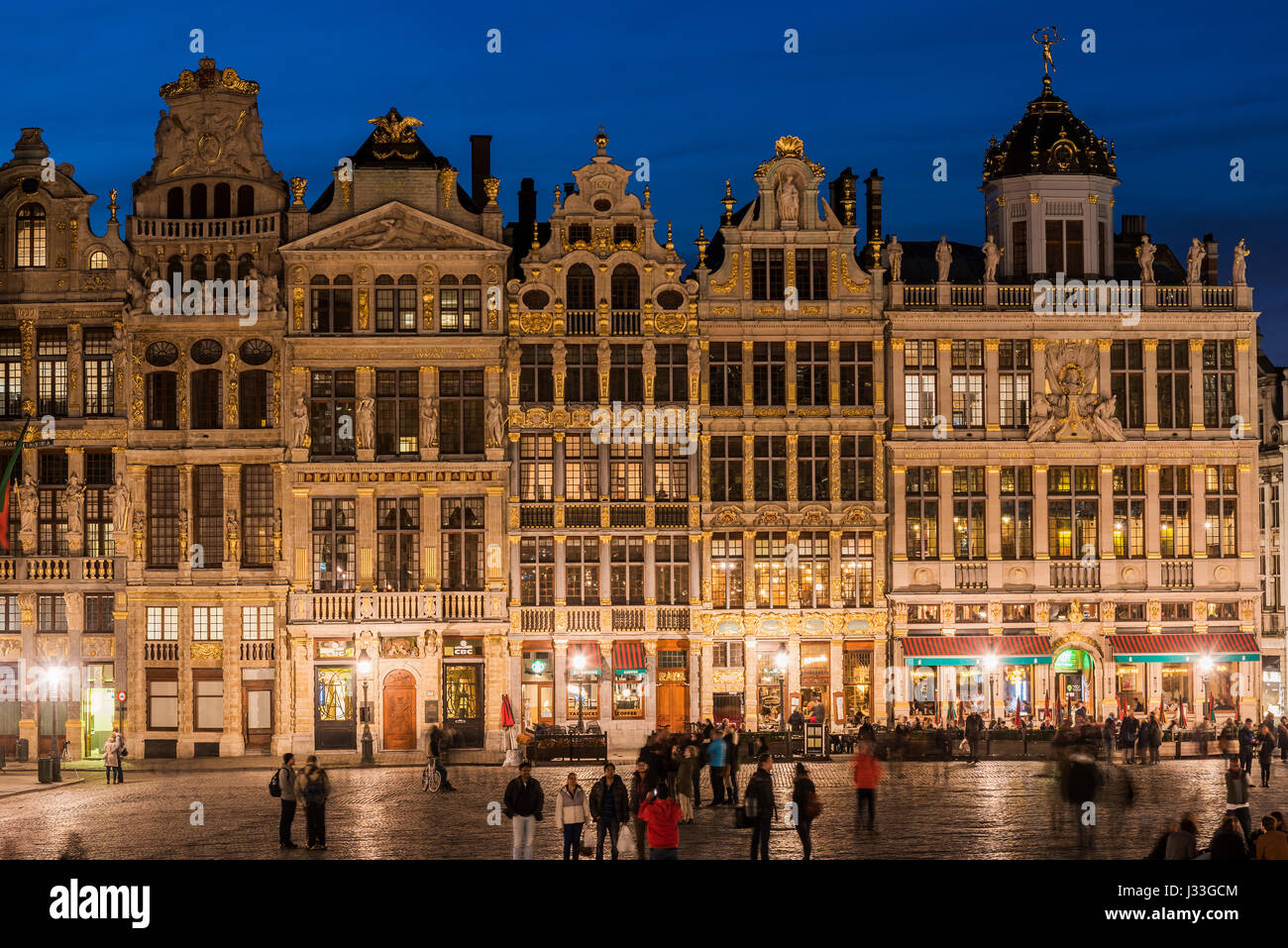 Nachtansicht über Grand Place, Brüssel, Belgien Stockfoto