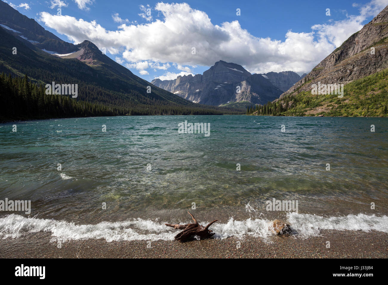 Lake Josephine, hinten Mount Gould, viele Gletschergebiet, Glacier Nationalpark, Rocky Mountains, Provinz von Montana, USA Stockfoto