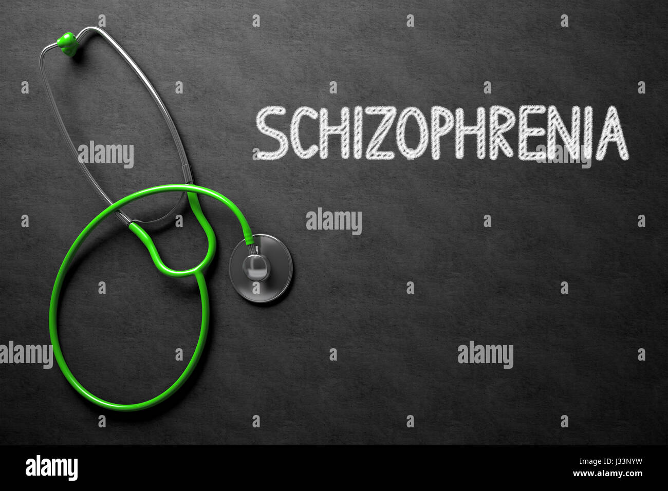Schizophrenie-Konzept auf Tafel. 3D Illustration. Stockfoto