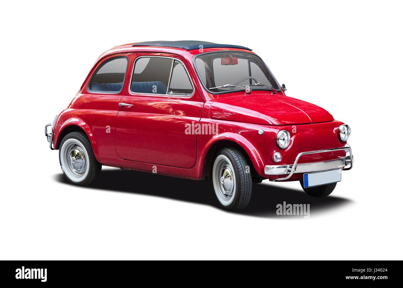 Rote klassische italienische Mini Auto isoliert auf weiss Stockfoto