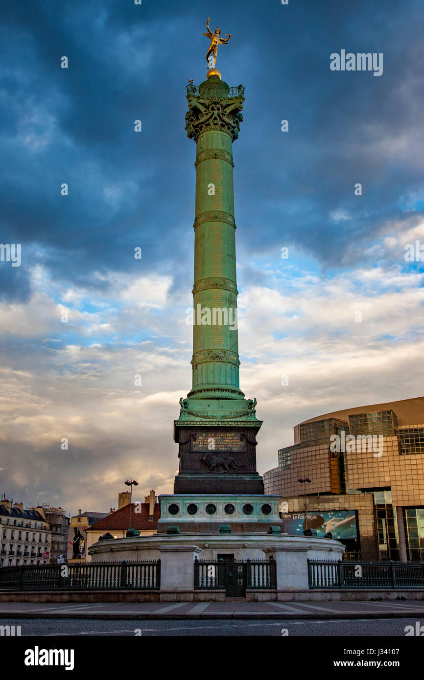 Der Juli Spalte - Colonne de Juillet in Place De La Bastille, Paris, Ile de France, Frankreich Stockfoto