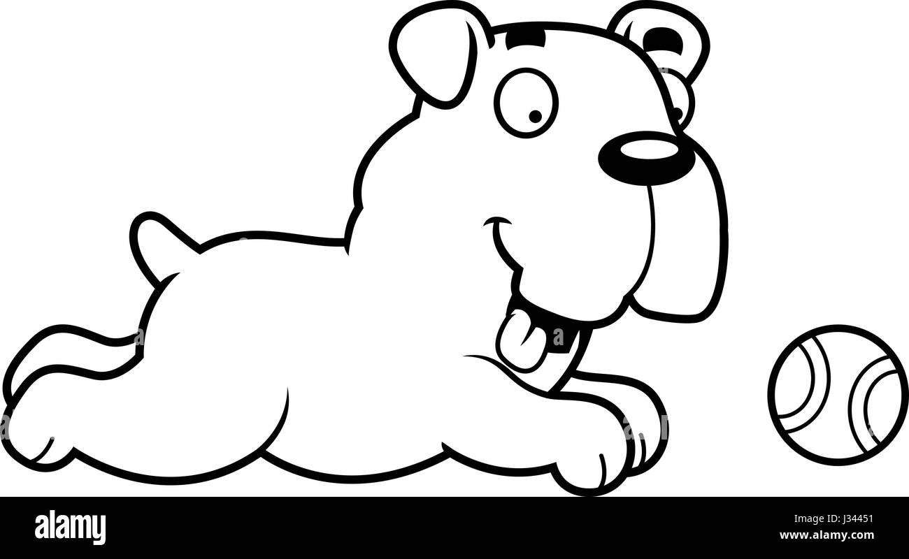 Ein Cartoon Illustration eine Bulldogge, einen Ball zu jagen. Stock Vektor