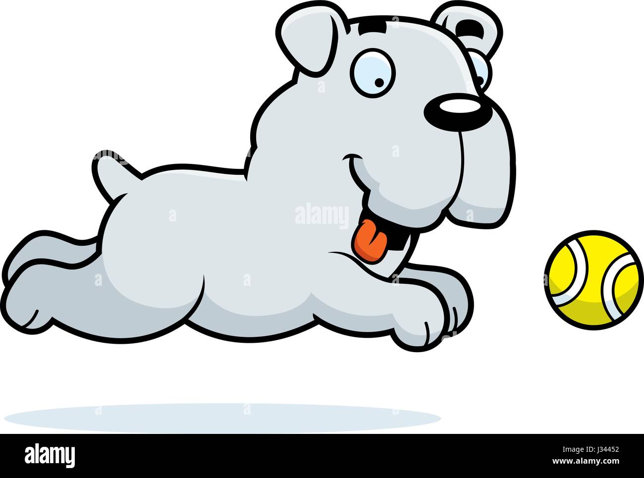 Ein Cartoon Illustration eine Bulldogge, einen Ball zu jagen. Stock Vektor