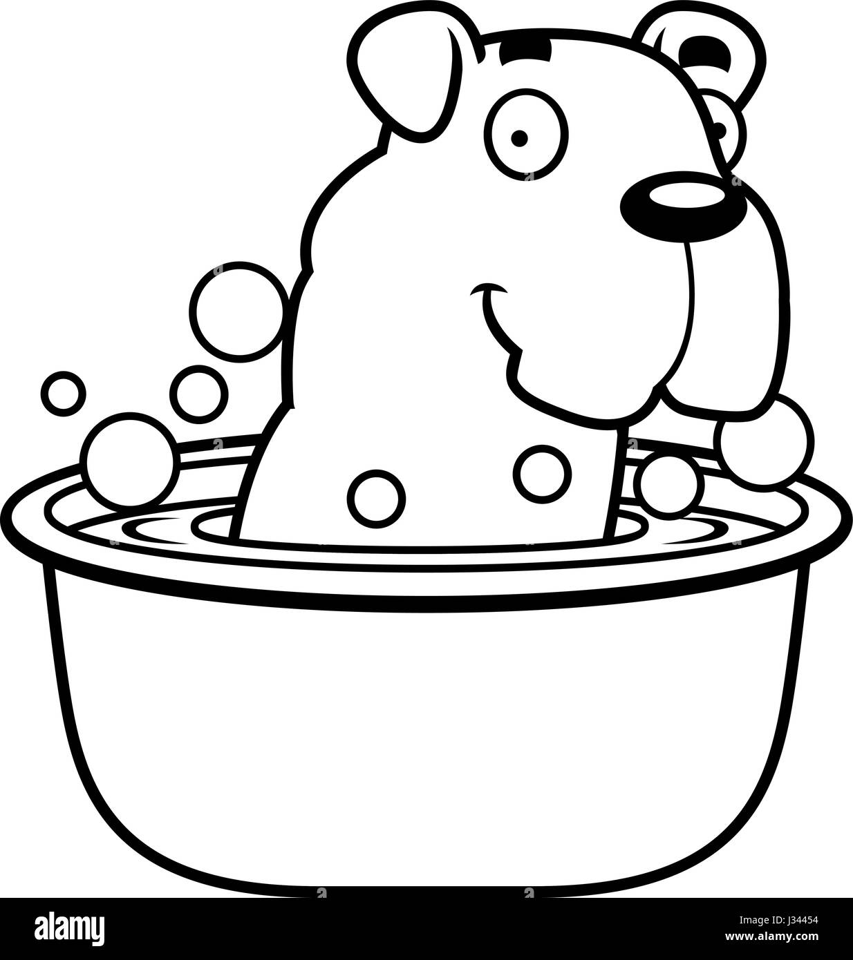 Ein Cartoon Illustration eine Bulldogge, ein Bad zu nehmen. Stock Vektor