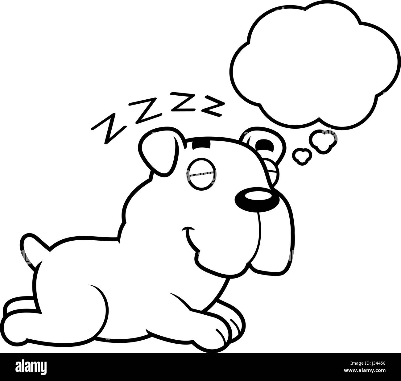 Ein Cartoon Illustration eine Bulldogge schlafen und träumen. Stock Vektor