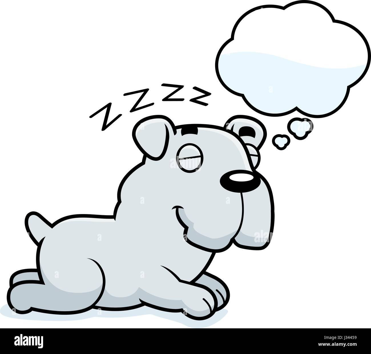 Ein Cartoon Illustration eine Bulldogge schlafen und träumen. Stock Vektor