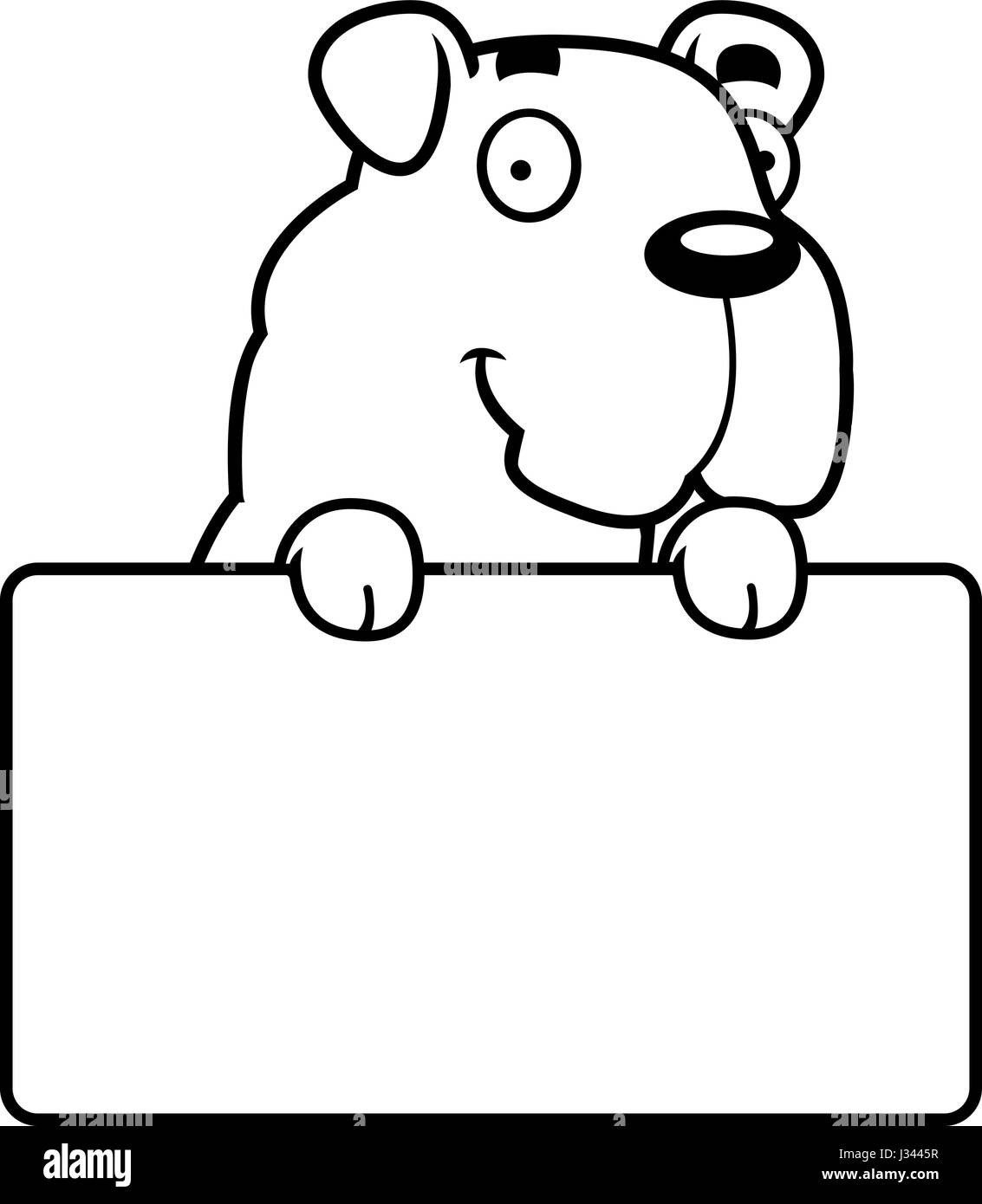 Ein Cartoon Illustration eine Bulldogge mit einem Schild. Stock Vektor