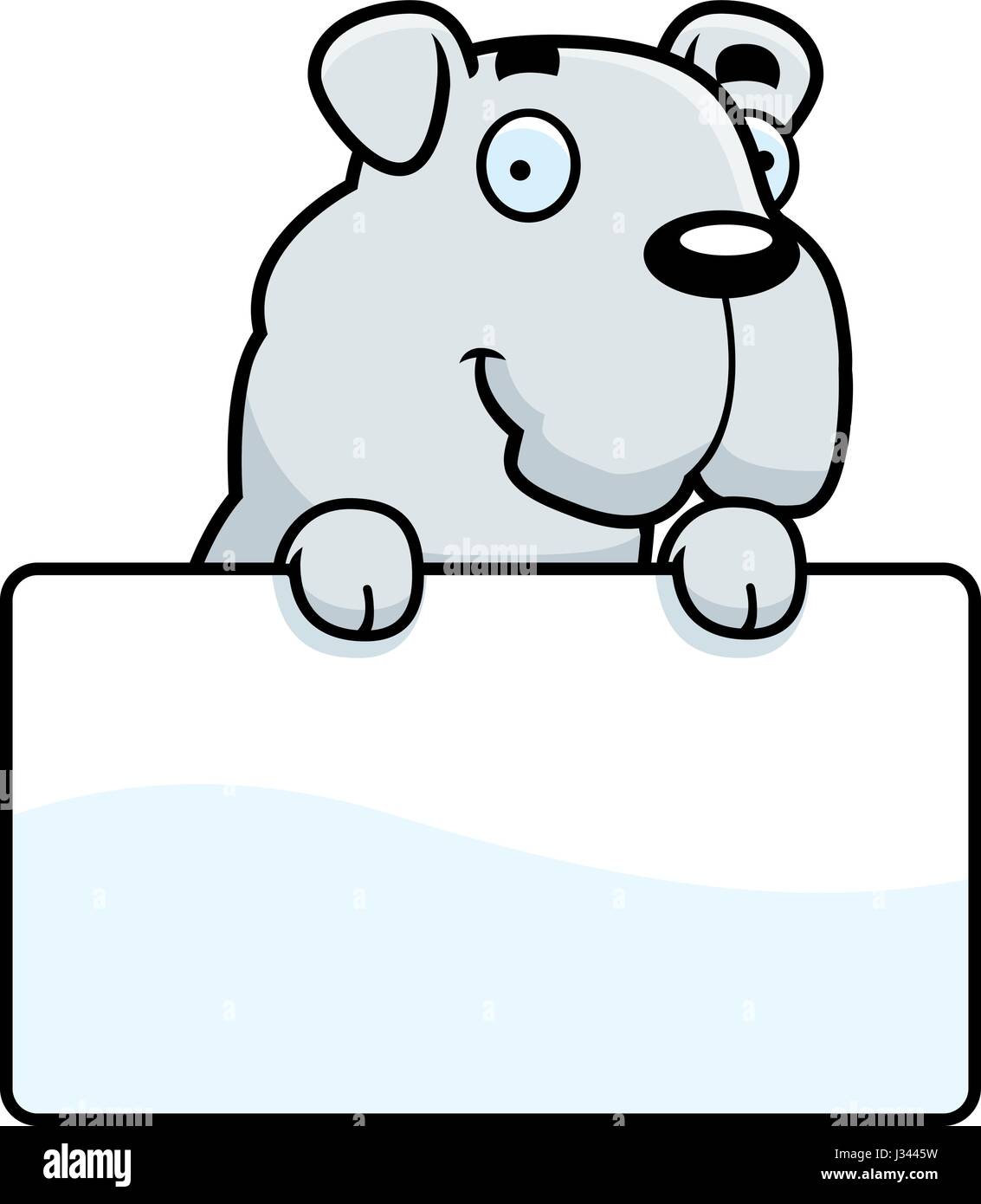 Ein Cartoon Illustration eine Bulldogge mit einem Schild. Stock Vektor