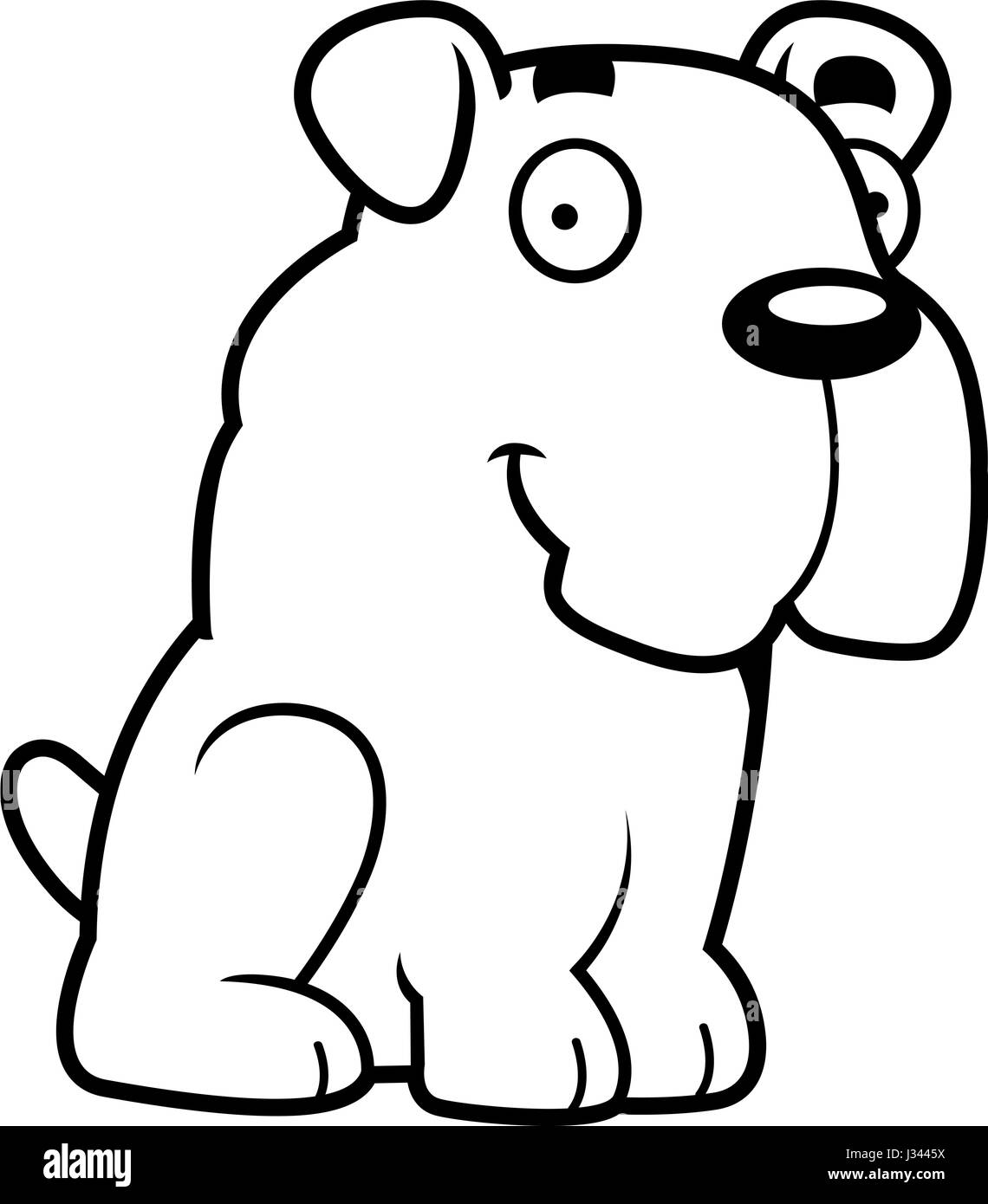 Eine Karikatur Illustration einer Bulldogge-Sitzung. Stock Vektor