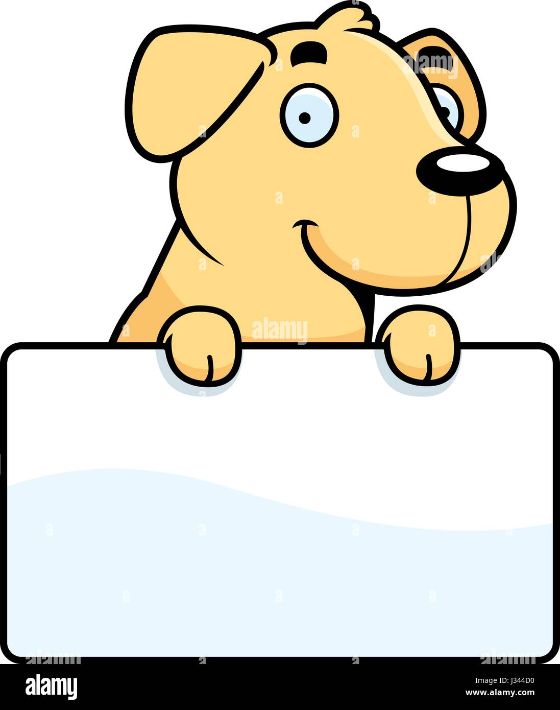 Ein Cartoon Illustration ein Labrador Retriever mit einem Schild. Stock Vektor