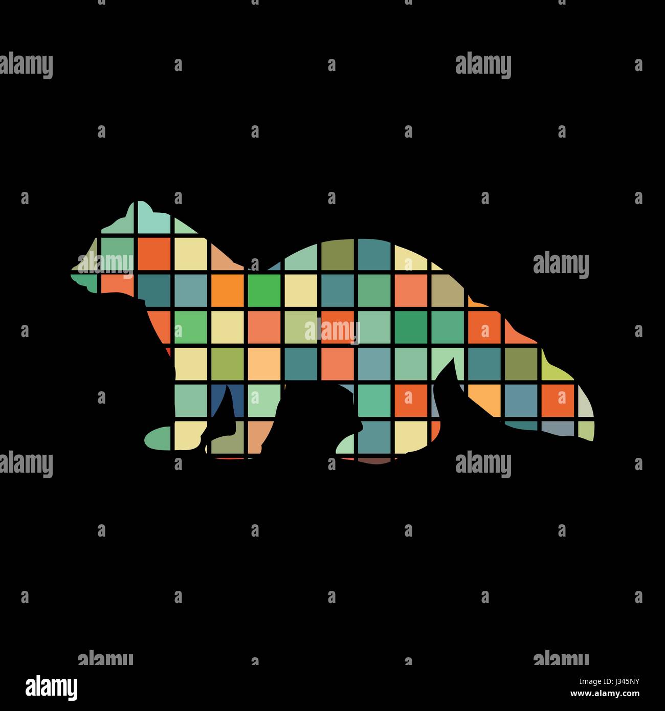 Zobel Marder Nerz Säugetier Farbe Silhouette Tier Stock Vektor