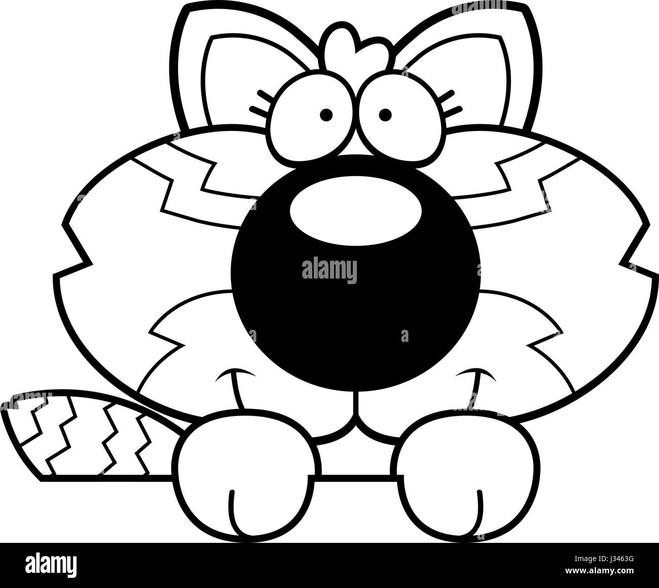 Ein Cartoon Illustration ein roter Panda peeking über ein Objekt. Stock Vektor