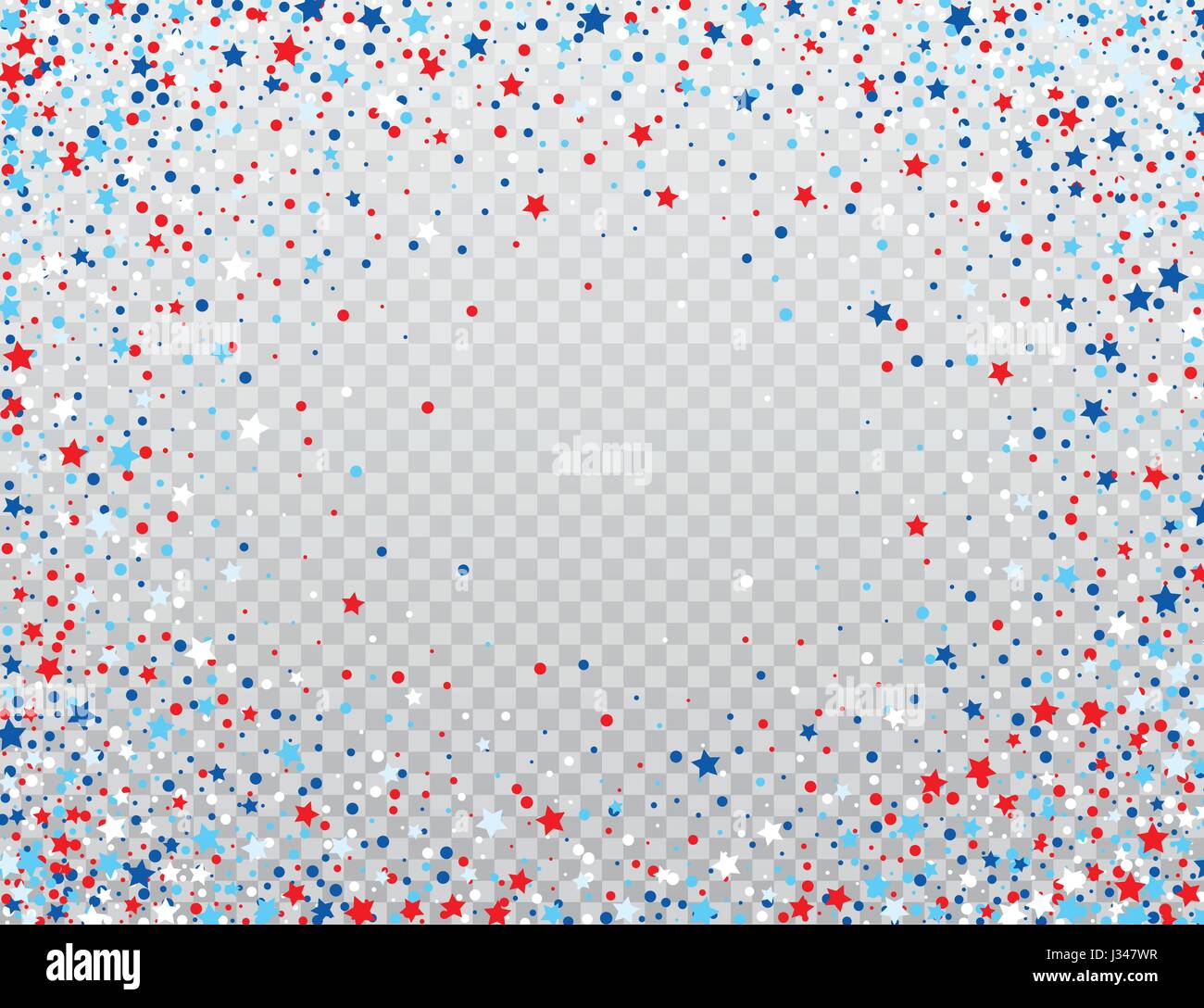 USA Feier Konfetti Sterne in Nationalfarben für American Independence Day auf Hintergrund isoliert. Vektor-illustration Stock Vektor