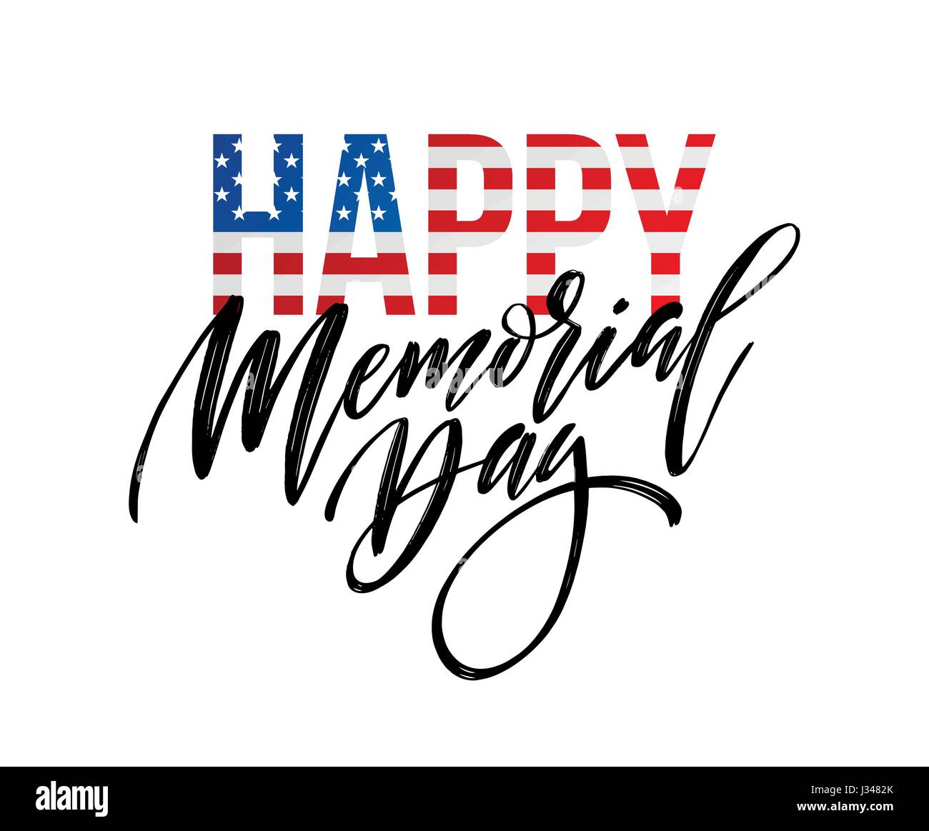 Glücklich Memorial Day Karte. Amerikanischen Nationalfeiertag. Festliche Poster oder Banner mit Hand-Schriftzug. Vektor-illustration Stock Vektor