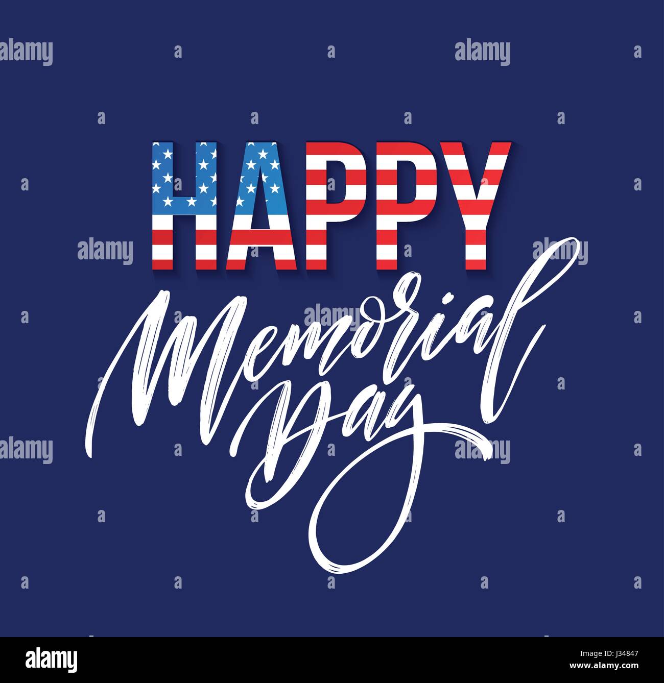 Glücklich Memorial Day Karte. Amerikanischen Nationalfeiertag. Festliche Poster oder Banner mit Hand-Schriftzug. Vektor-illustration Stock Vektor
