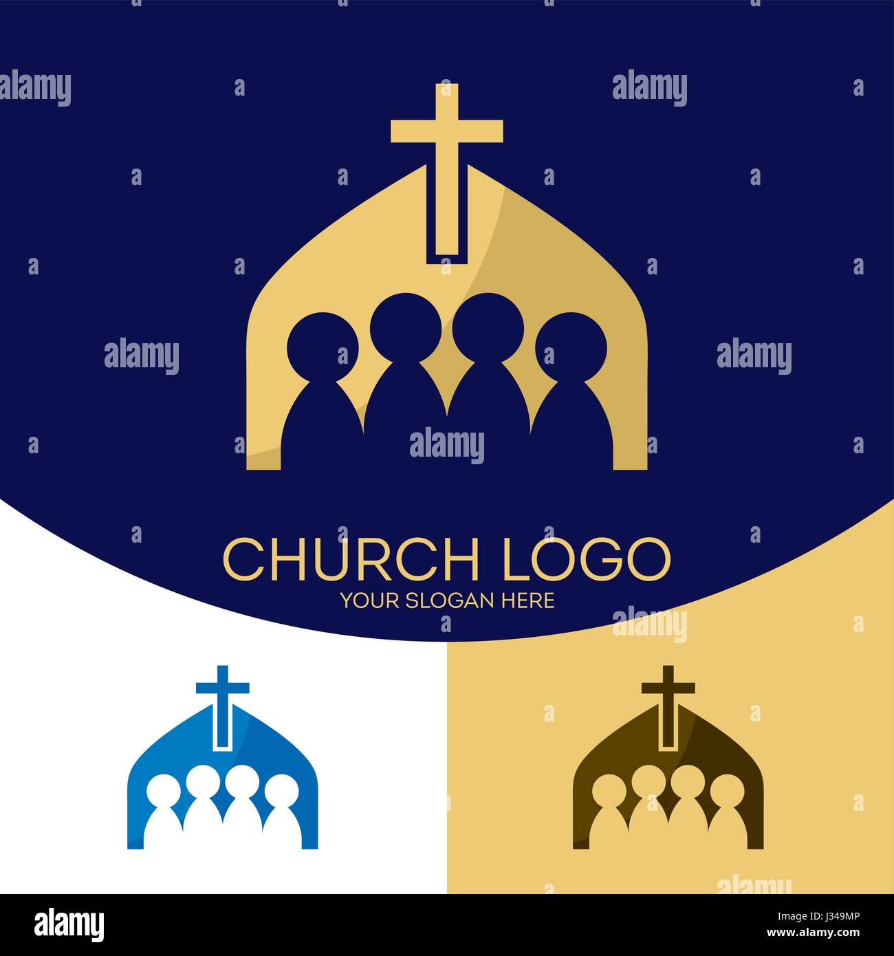 Logo der Kirche. Christliche Symbole. Gläubigen an den Herrn Jesus Christus Stock Vektor