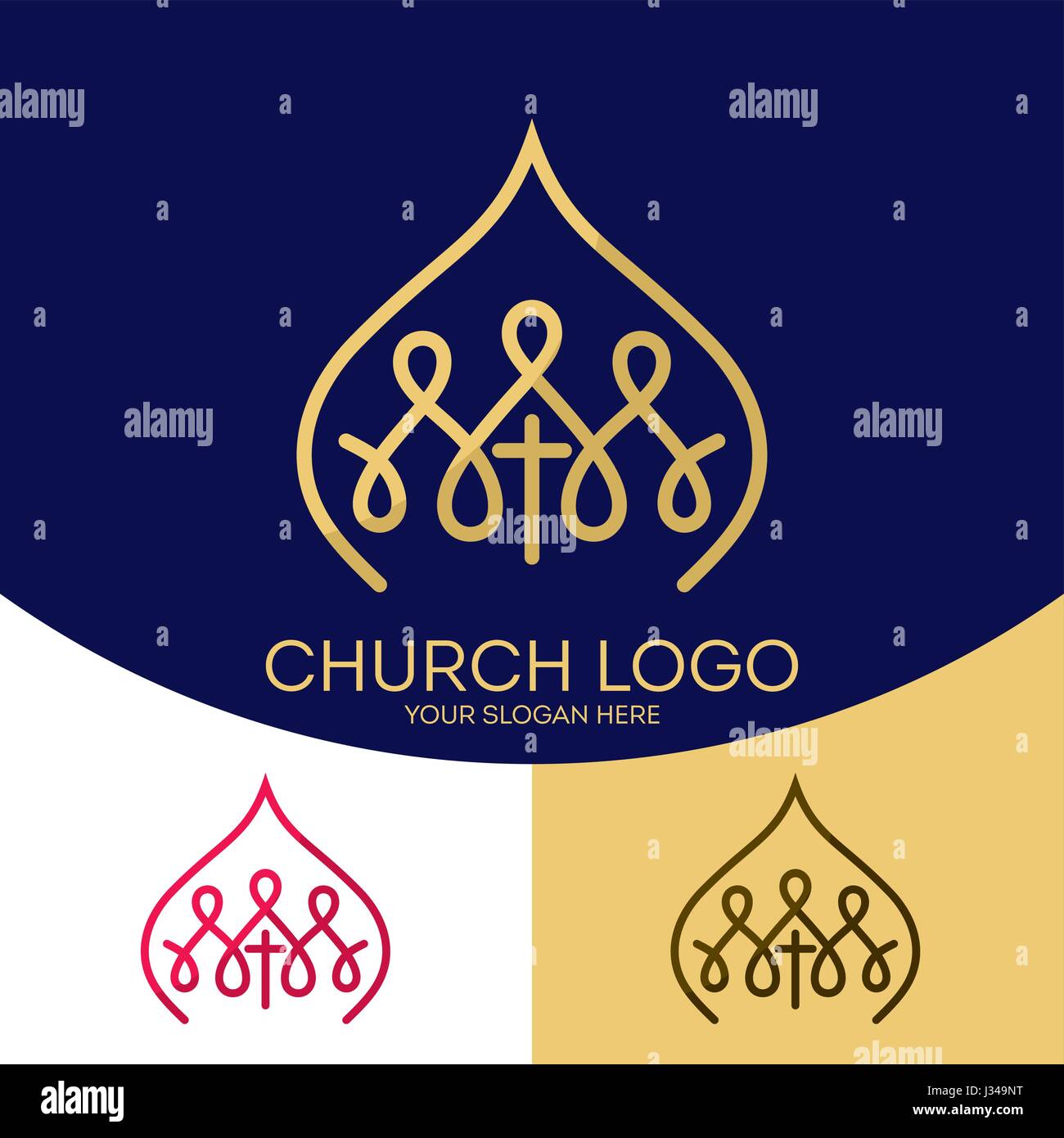 Logo der Kirche. Christliche Symbole. Ekklesia Herrn Jesus Christus Stock Vektor