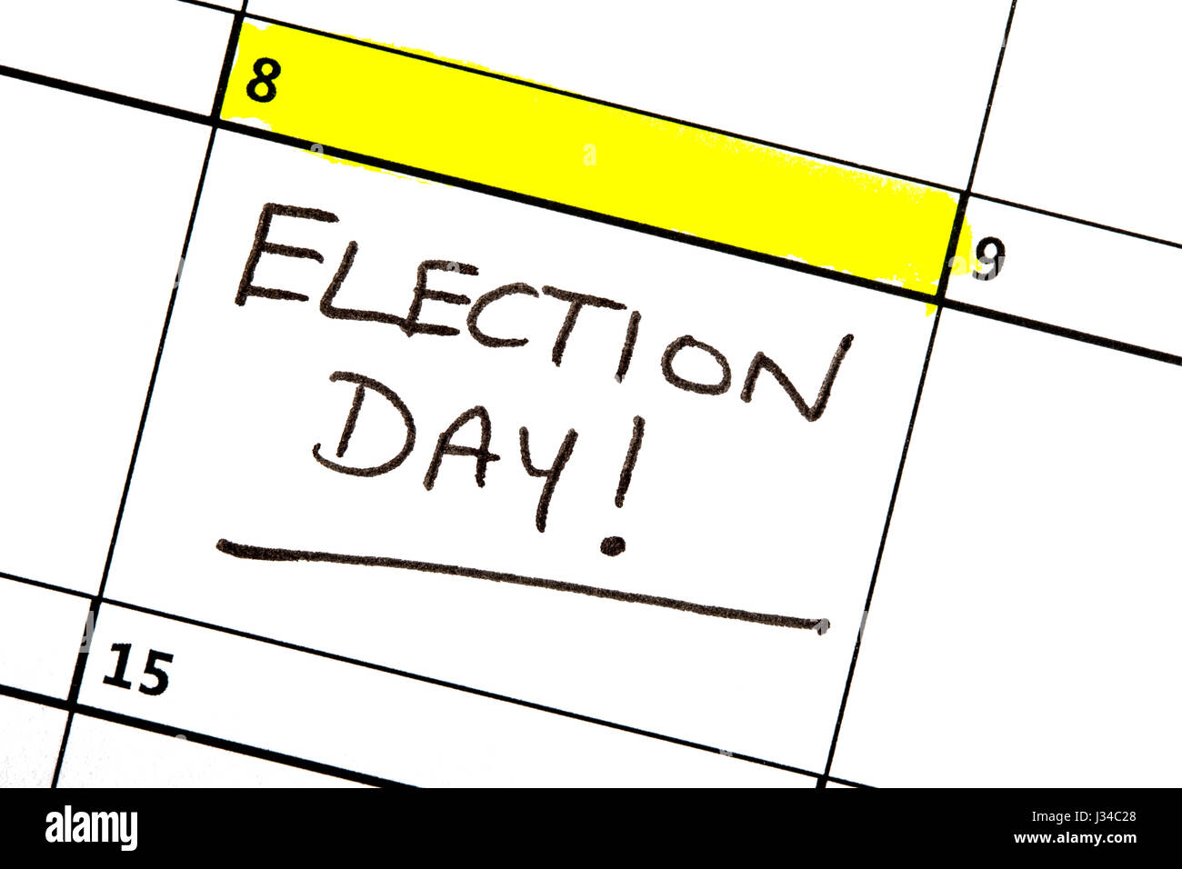Am 8. Juni auf einen Kalender erinnert Sie über den allgemeinen Wahlen hervorgehoben. Stockfoto