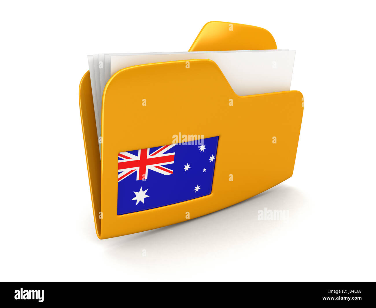 Ordner und Listen mit australischer Flagge. Bild mit Beschneidungspfad Stockfoto