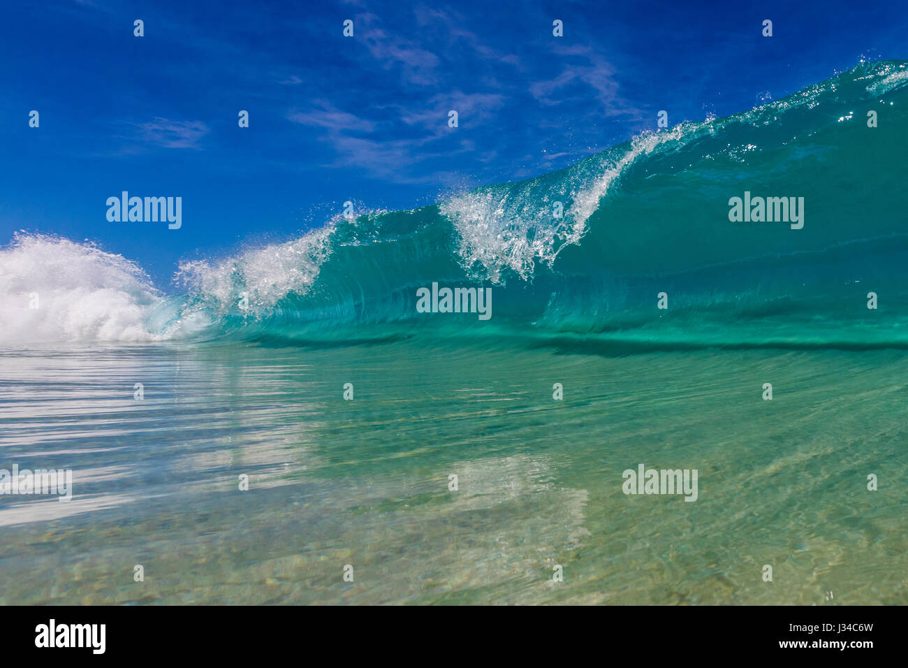 Eine Ufer-Pause-Welle am Makapu'u Beach Park, Oahu. Stockfoto