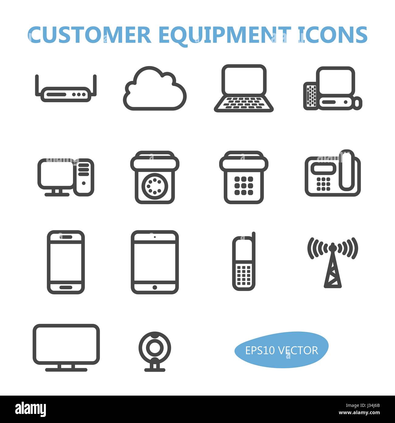 Kommunikation Ausrüstung Icons Stock Vektor