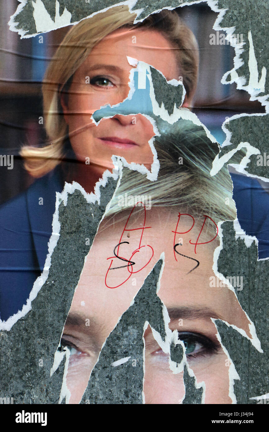 Französische Kampagne Wahlplakate 2017 Stockfoto