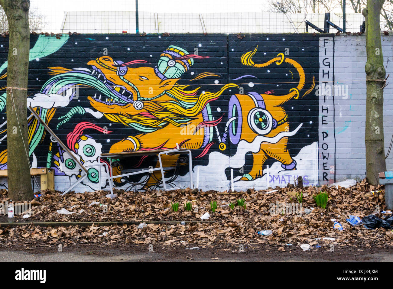 Fight The Power Graffiti in Brixton. Stockfoto