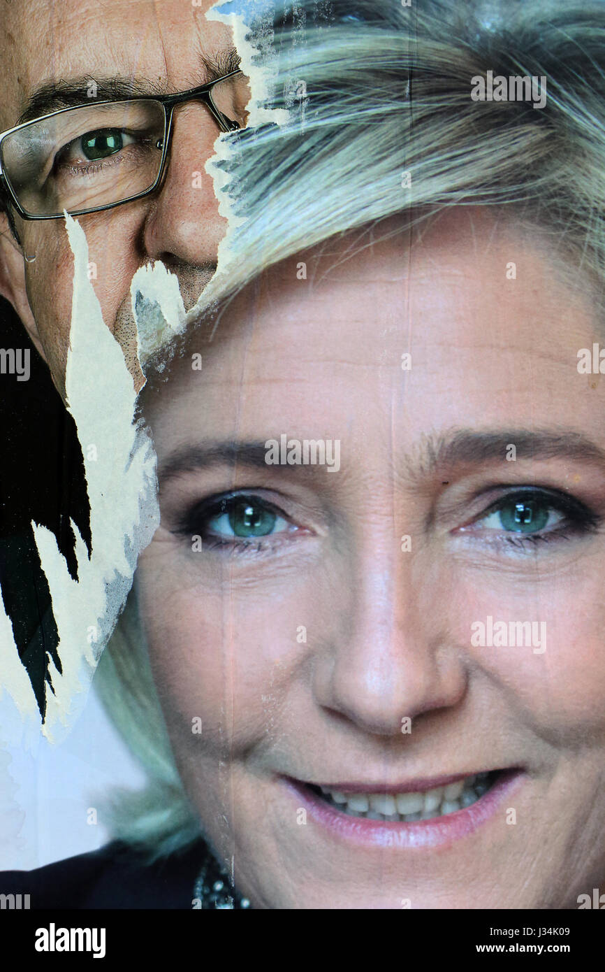 Französische Kampagne Wahlplakate 2017 Stockfoto