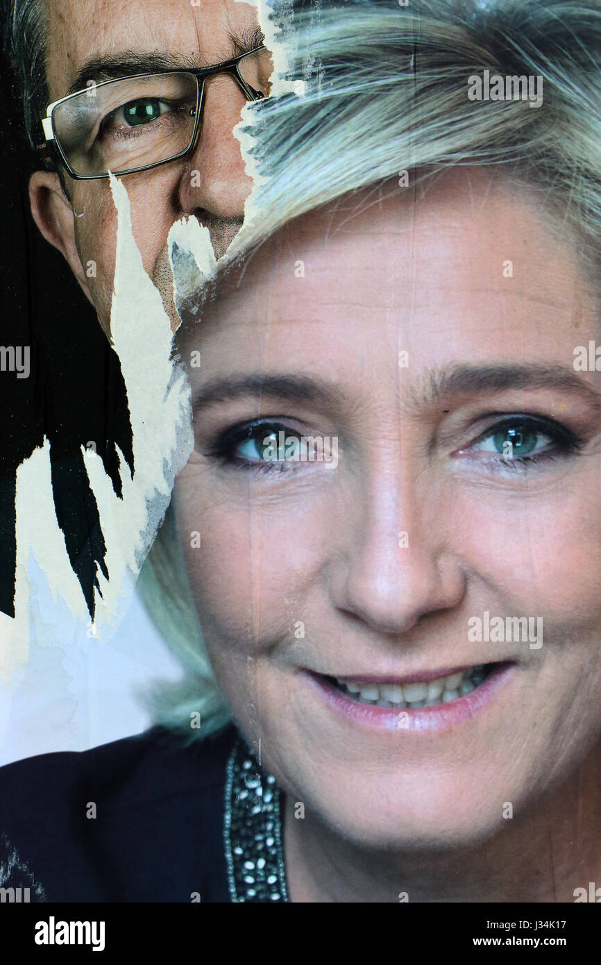 Französische Kampagne Wahlplakate 2017 Stockfoto