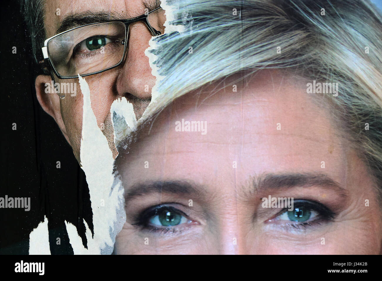 Französische Kampagne Wahlplakate 2017 Stockfoto