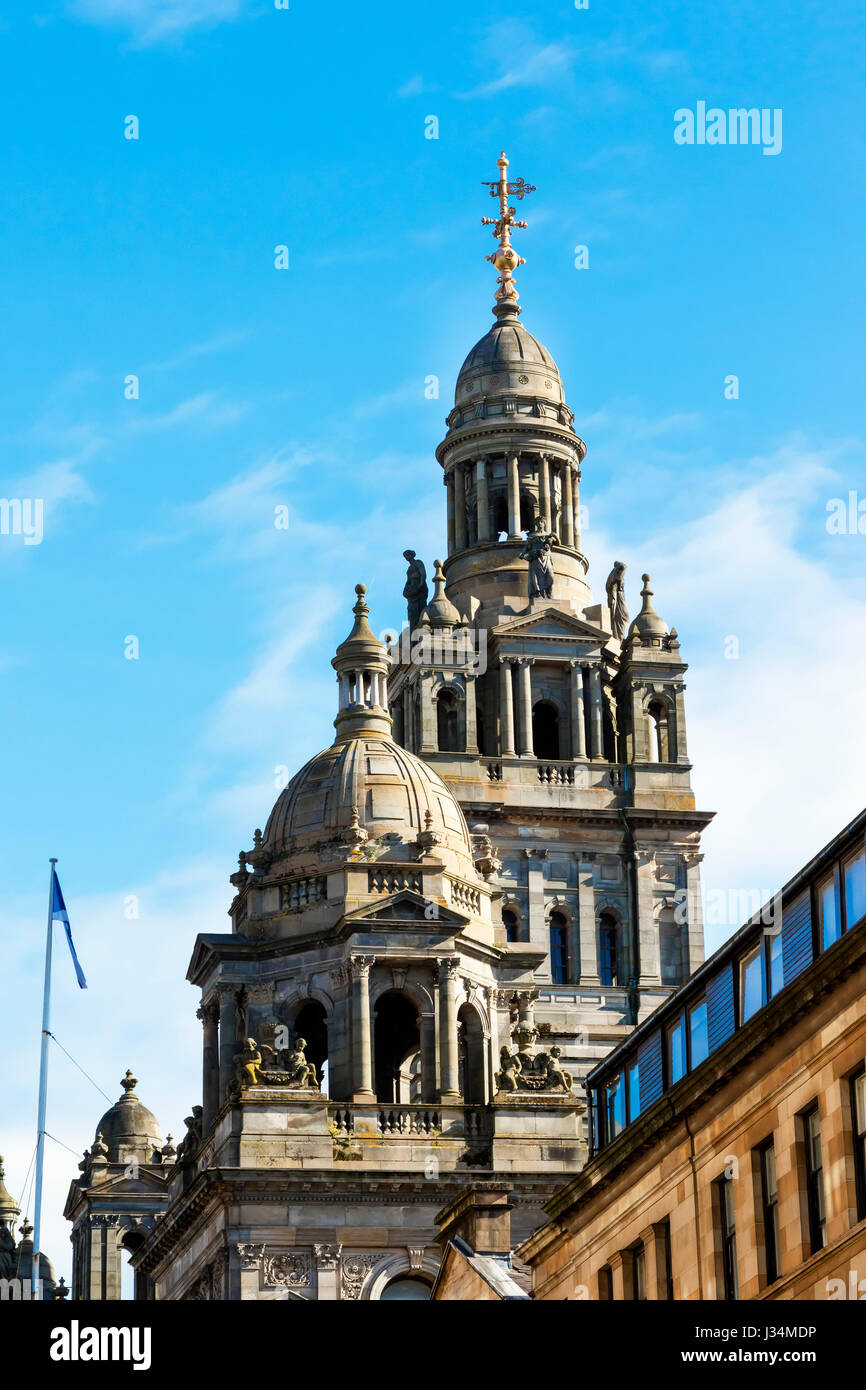 Detail der City Chambers, George Square, Glasgow, Schottland, Großbritannien Stockfoto