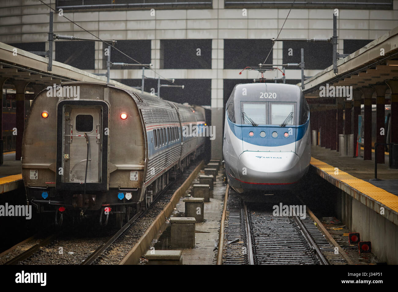 Amtrak Abreise nach Washington in South Station Boston, Massachusetts, Vereinigte Staaten, USA, Stockfoto