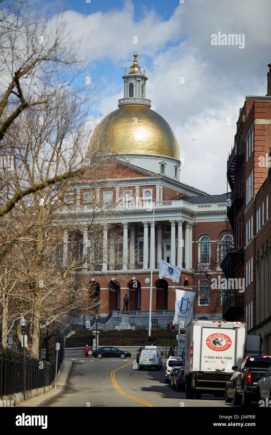 New State House, Statehouse, historischen Stadtteil Beacon Hill, Boston, Massachusetts, Vereinigte Staaten, USA, Stockfoto