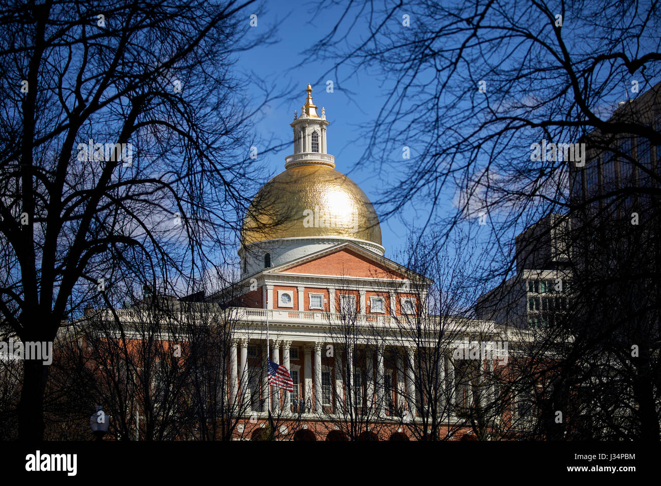 New State House, Statehouse, historischen Stadtteil Beacon Hill, Boston, Massachusetts, Vereinigte Staaten, USA, Stockfoto