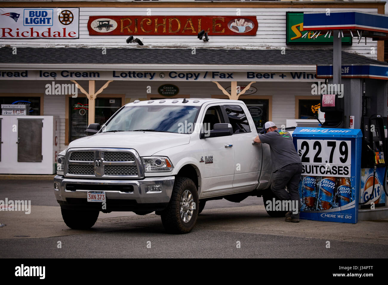 Richdale Store und der Gulf Tankstelle, Manchester durch Meer, Boston, Massachusetts, Vereinigte Staaten, USA, Stockfoto